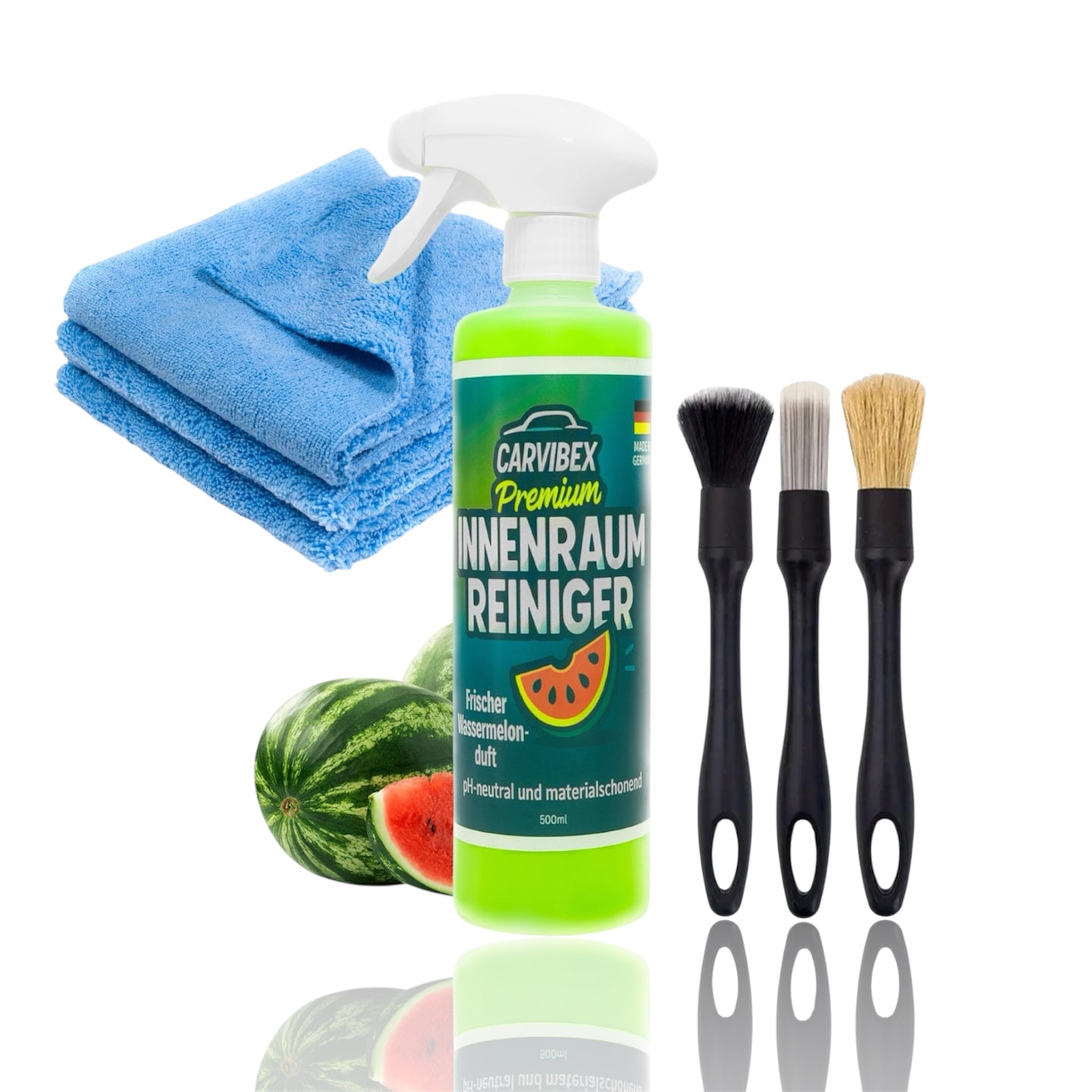 CarVibeX Profi Innenraumset - Premium Autopflege für Leder, Polster & Cockpit mit Zubehör