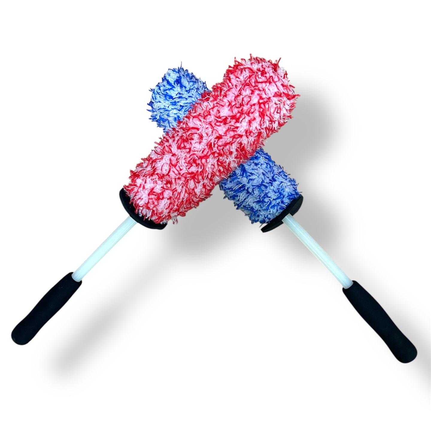 CarVibeX Felgenbürste Set – 45 cm lang, Mikrofaser in Blau und Rot, flexibel und kratzfrei für Tiefbett, Speichen und Bremsanlage