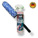 CarVibeX Felgenreiniger 500 ml mit blauer Premium-Felgenbürste – pH-neutral, säurefrei, Farbumschlag für gründliche und schonende Felgenreinigung