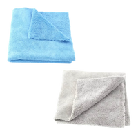 CarVibeX Mikrofasertücher blau und grau – 40×40 cm, 380 gsm, randlos und kratzfrei für Innenraum, Lack und Glas