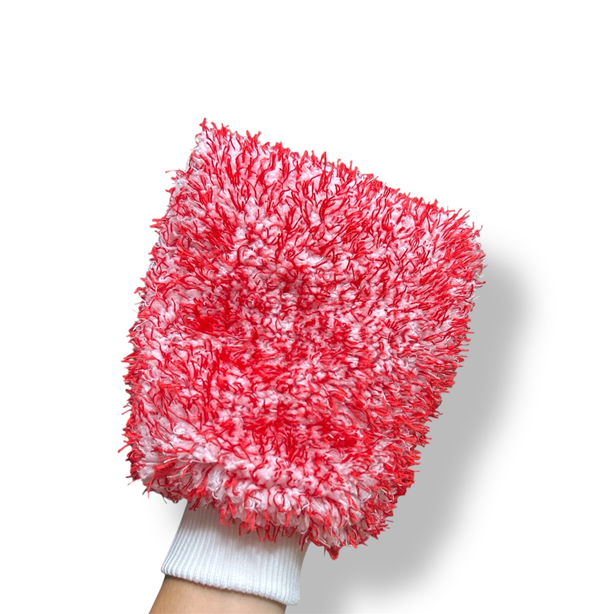 CarVibeX Mikrofaser Waschhandschuh rot – extra weich, langlebig und kratzfrei für gründliche Handwäsche von Lack und Felgen