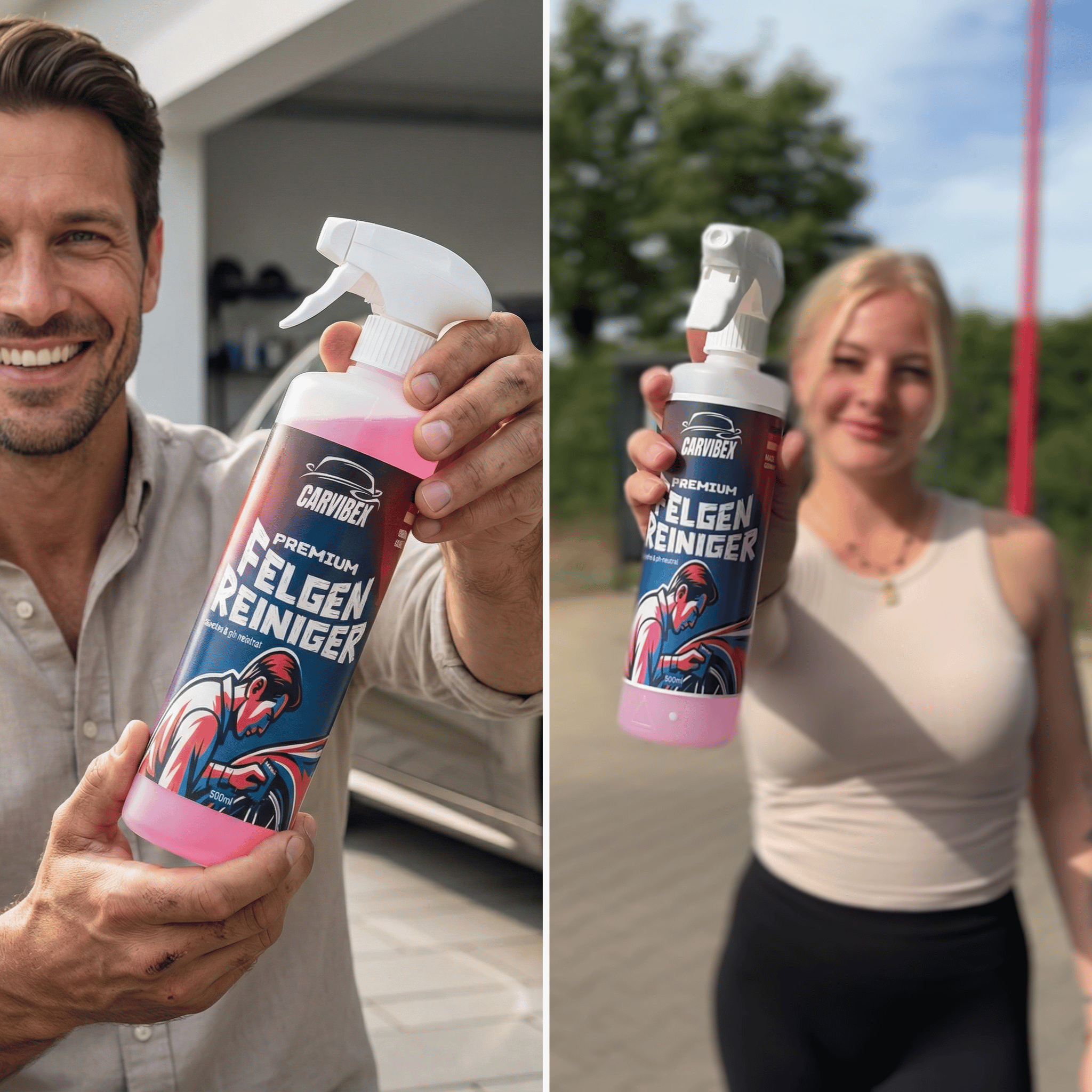 CarVibeX Felgenreiniger Set | pH-neutral + Felgenbürste & Detailing-Pinsel + 3 Tücher