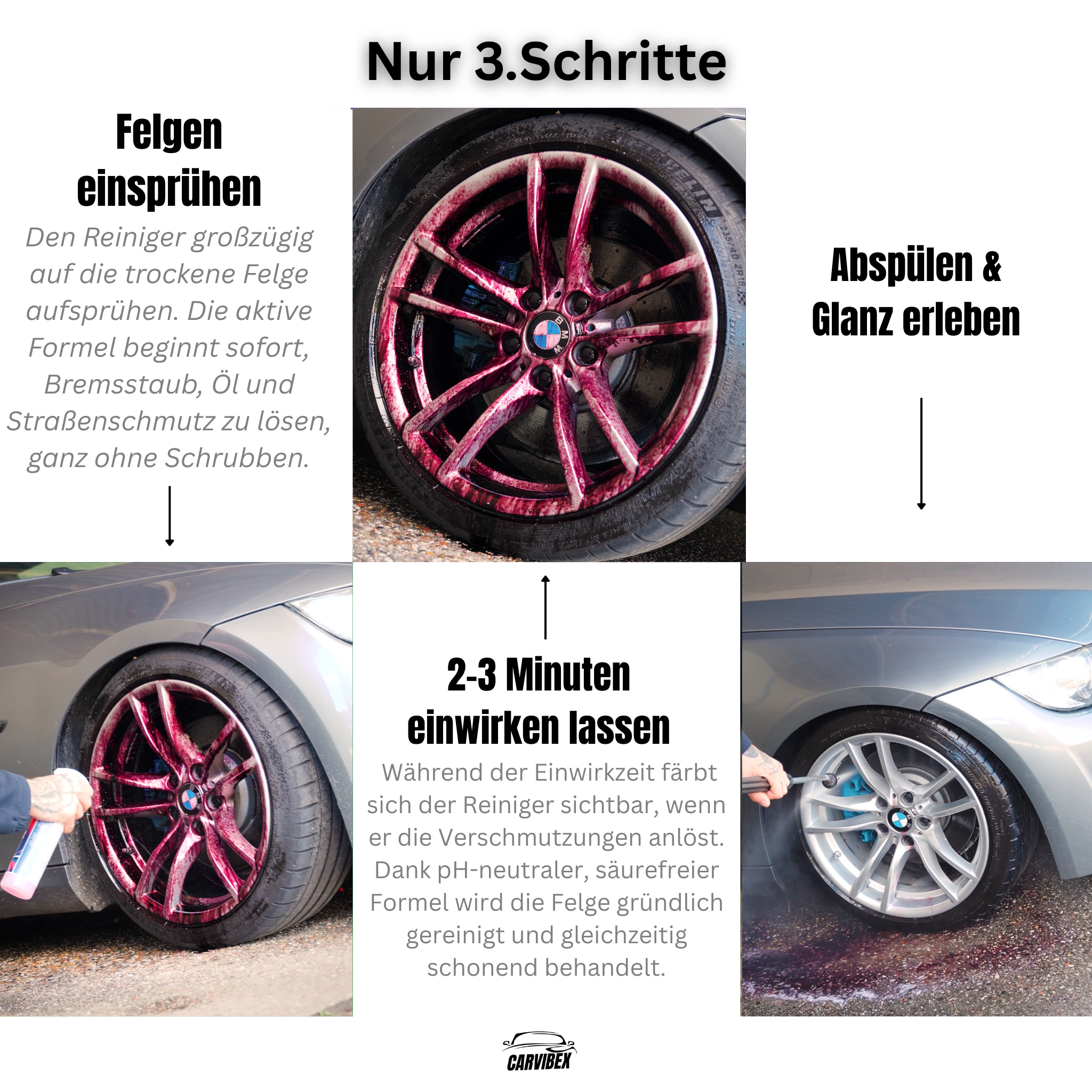CarVibex Felgenreiniger - pH-neutral & materialschonend, Made in Germany